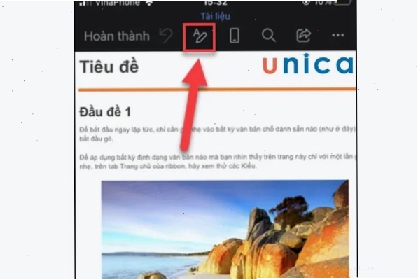 Biểu tượng cây viết kèm chữ A để chỉnh sửa văn bản Word trên điện thoại