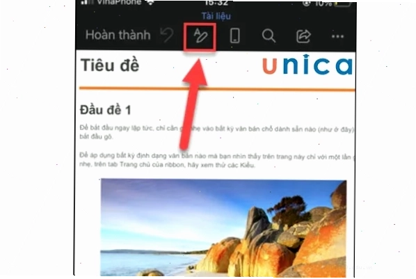 Biểu tượng cây viết kèm chữ A để vào chế độ chỉnh sửa