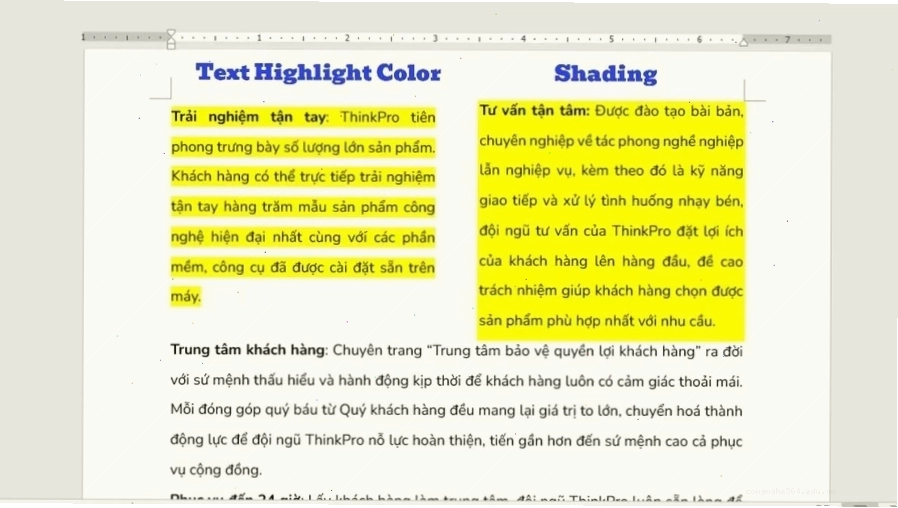 Bôi đen (Shading) và Highlight (Text Highlight Color) trong Word