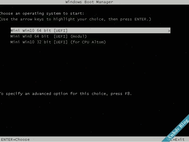 Boot Mini Windows 10 UEFI để cài Win UEFI