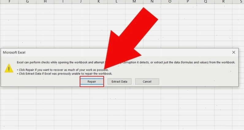 Bước 3 Sửa lỗi file Excel không mở được bằng Repair
