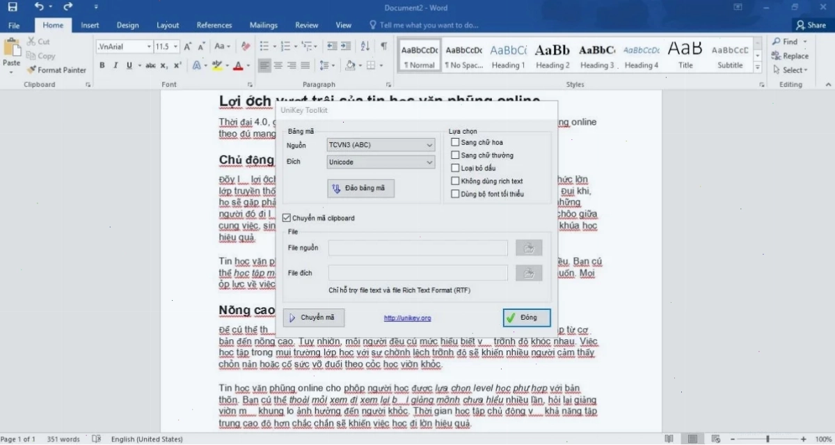 Cách cài đặt fonts chữ trong word với Unikey Toolkit