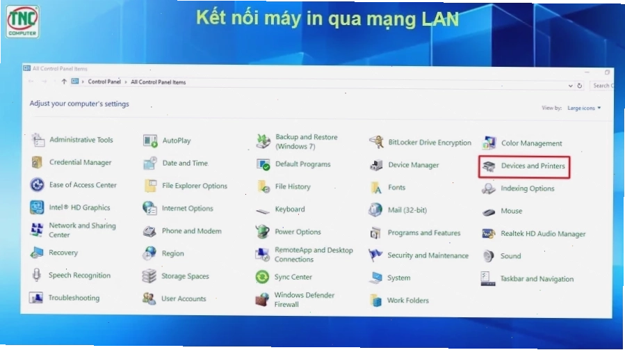 cách cài máy in qua mạng lan