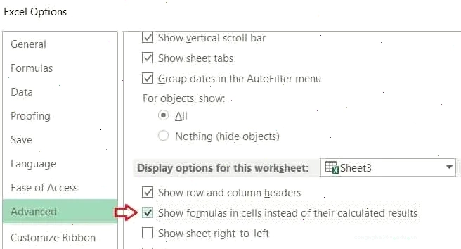 Cách sửa excel đang ở chế độ chỉ hiển thị công thức