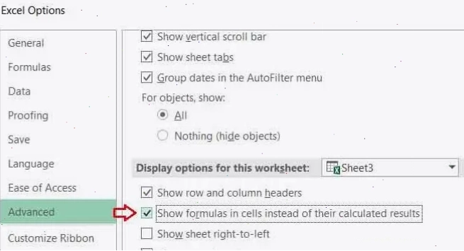 Cách sửa excel đang ở chế độ chỉ hiển thị công thức