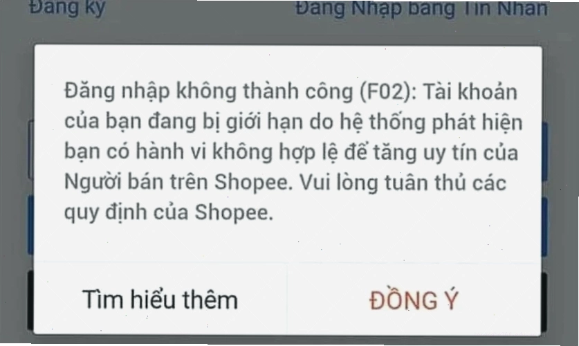 Cách sửa lỗi f02 shopee và quy trình khiếu nại