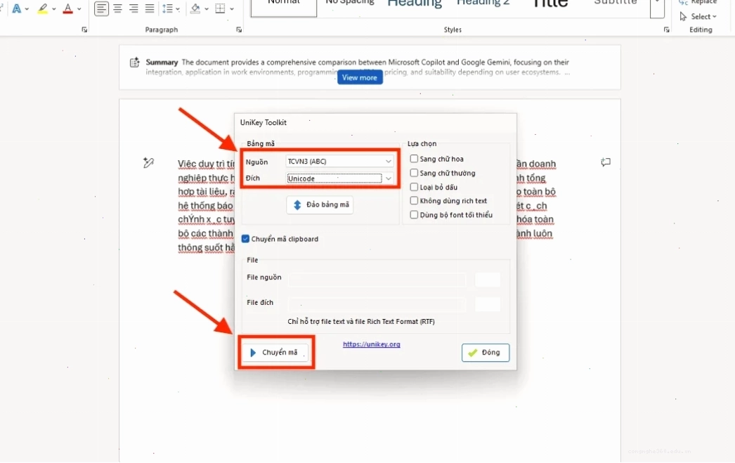 Cách sửa lỗi font chữ trong Word bằng Unikey