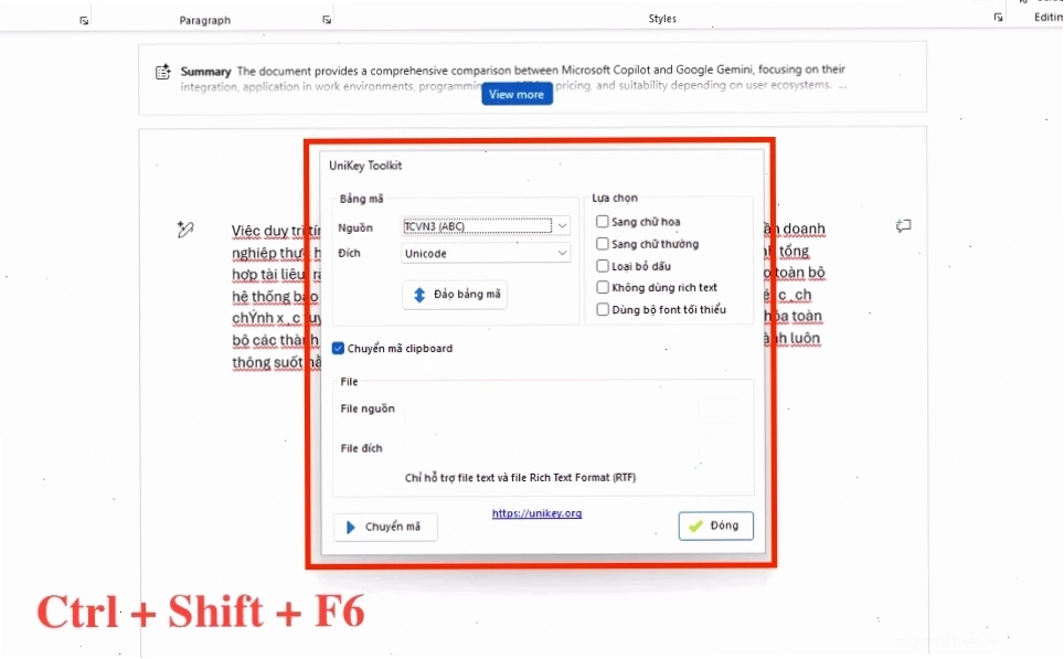 Cách sửa lỗi font chữ trong Word bằng Unikey