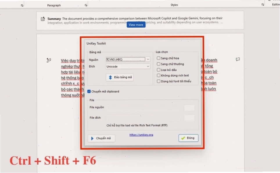Cách sửa lỗi font chữ trong Word bằng Unikey