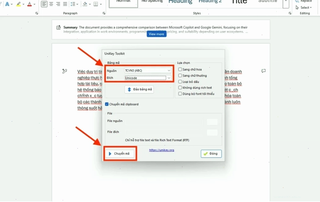 Cách sửa lỗi font chữ trong Word bằng Unikey