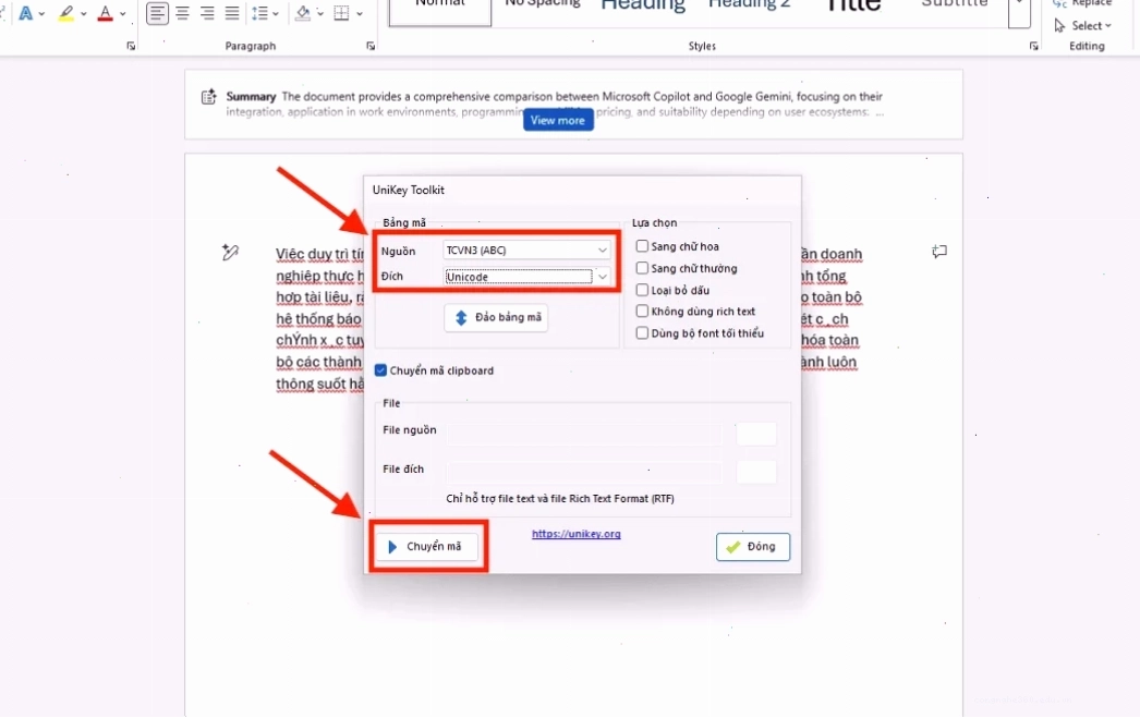 Cách sửa lỗi font chữ trong Word bằng Unikey