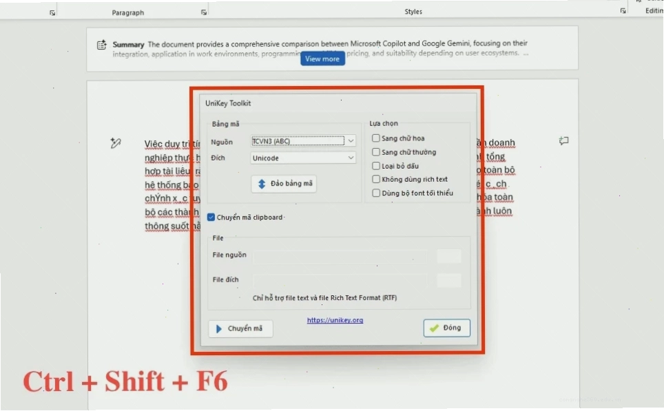 Cách sửa lỗi font chữ trong Word bằng Unikey