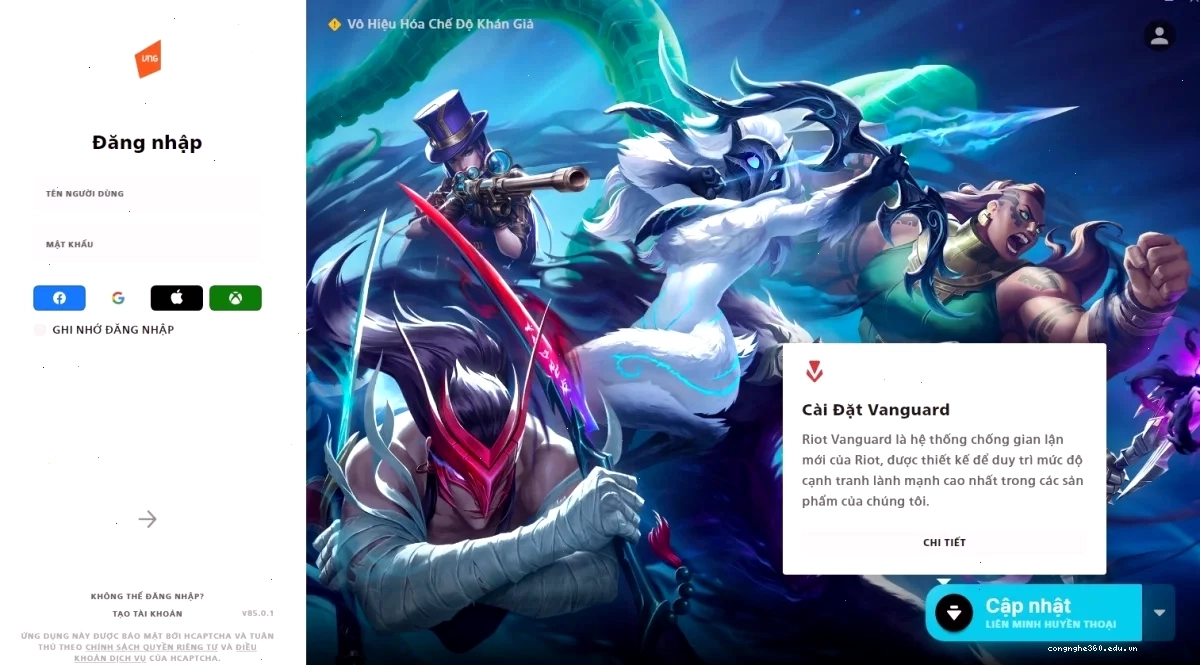 Cách sửa lỗi vanguard lol