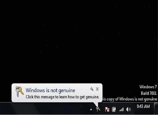 Cảnh báo lỗi This copy of Windows is not genuine build 7601 trên màn hình Windows 7