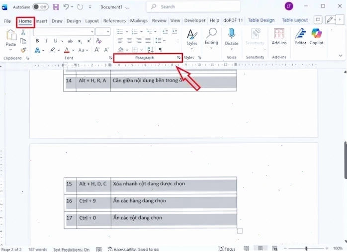 Chỉnh Sửa Thiết Lập Trong Thẻ Paragraph để Sửa Lỗi Bảng Bị Nhảy Trang Trong Word
