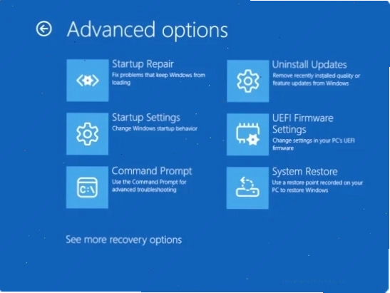 Chọn Advanced options để sửa lỗi srttrail.txt Win 10