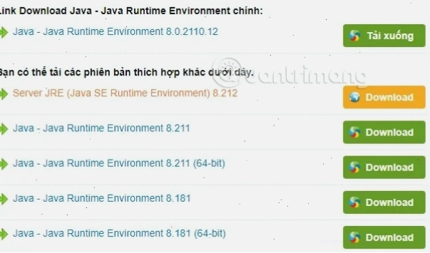 Chọn phiên bản java mới nhất