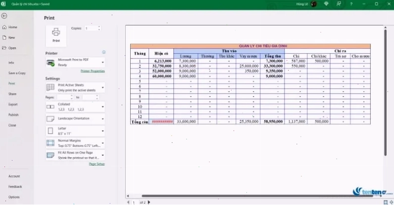 Cửa sổ Excel Options với tùy chọn Advanced