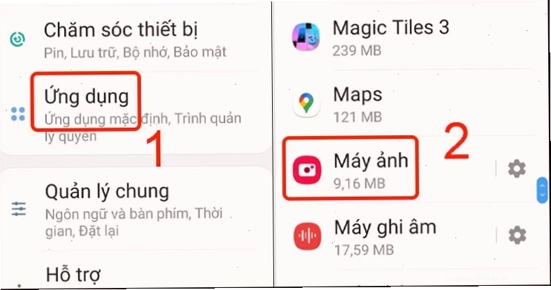 Đặt lại ứng dụng Máy ảnh để khắc phục lỗi trên điện thoại Samsung