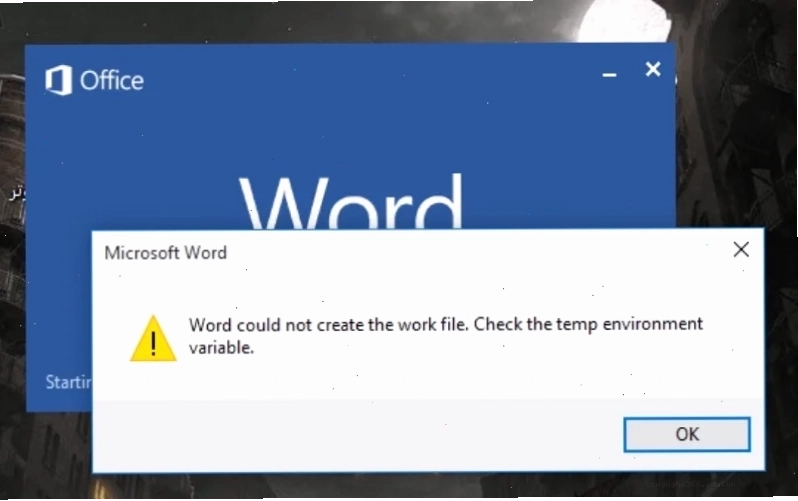 Dấu hiệu nhận biết lỗi Word could not create the work file