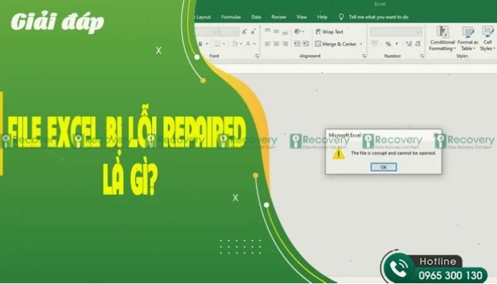 File Excel bị lỗi Repaired hiển thị thông báo trên giao diện