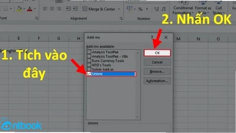 Giao diện cài đặt Add-ins trong Excel