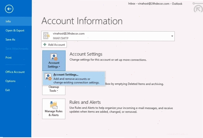 Giao diện Outlook 2016 với lỗi Work Offline