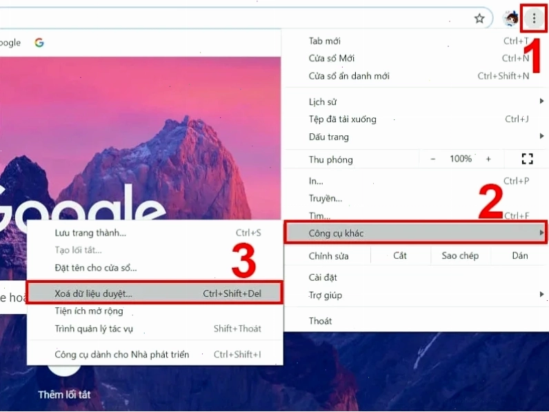 Giao diện xóa cache và cookie trên trình duyệt Chrome giúp sửa lỗi Roblox