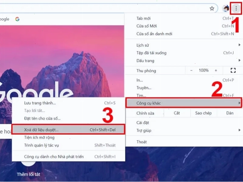 Giao diện xóa cache và cookie trên trình duyệt Chrome giúp sửa lỗi Roblox