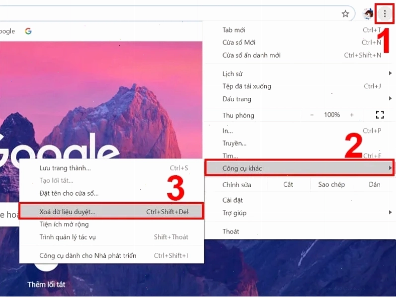 Giao diện xóa cache và cookie trên trình duyệt Chrome giúp sửa lỗi Roblox
