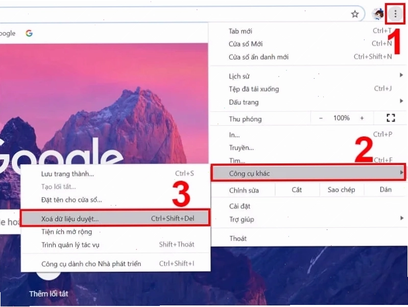 Giao diện xóa cache và cookie trên trình duyệt Chrome giúp sửa lỗi Roblox