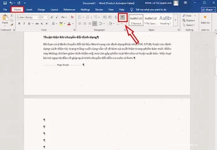 Hiển Thị Ngắt Trang (Page Break) Hoặc Ngắt Phần (Section Break)