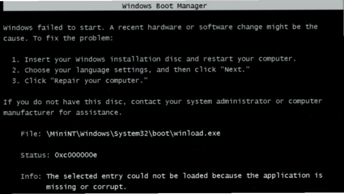 Hình ảnh minh họa lỗi Windows Boot Manager trên màn hình máy tính