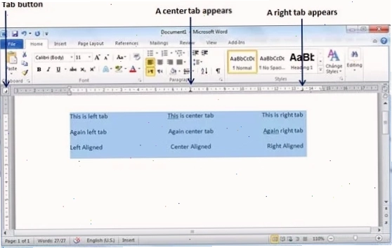 Hộp thoại thiết lập Tab trong Word