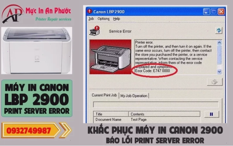 Hướng dẫn khắc phục máy in Canon 2900 báo lỗi Print Server Error chi tiết