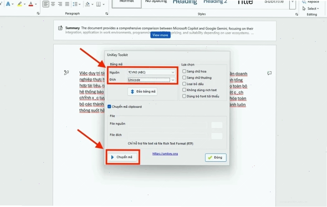 Hướng dẫn sửa lỗi font chữ trong Word bằng Unikey
