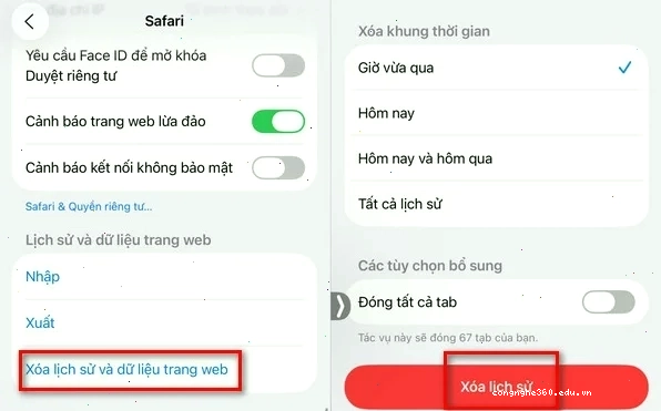 Hướng dẫn xóa lịch sử và dữ liệu trang web Safari trên iPhone