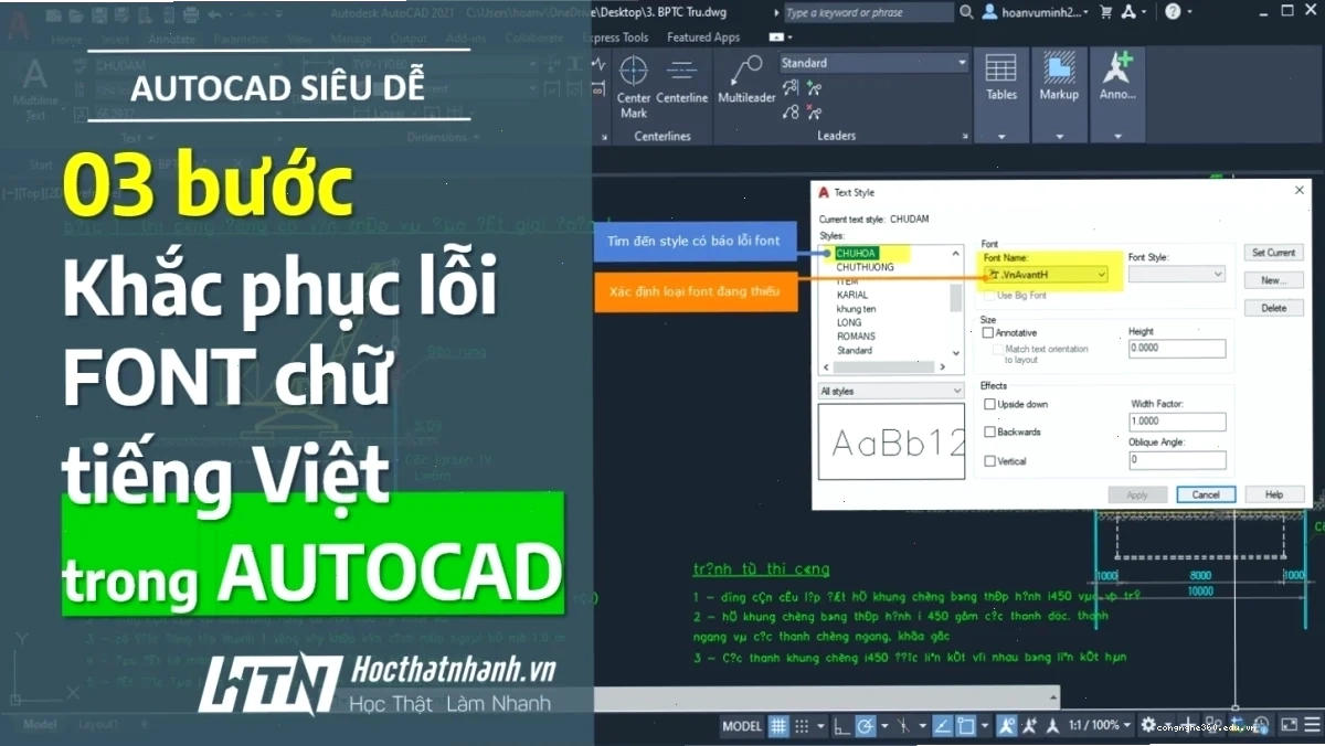 Khắc phục lỗi font CAD chữ tiếng Việt hiệu quả