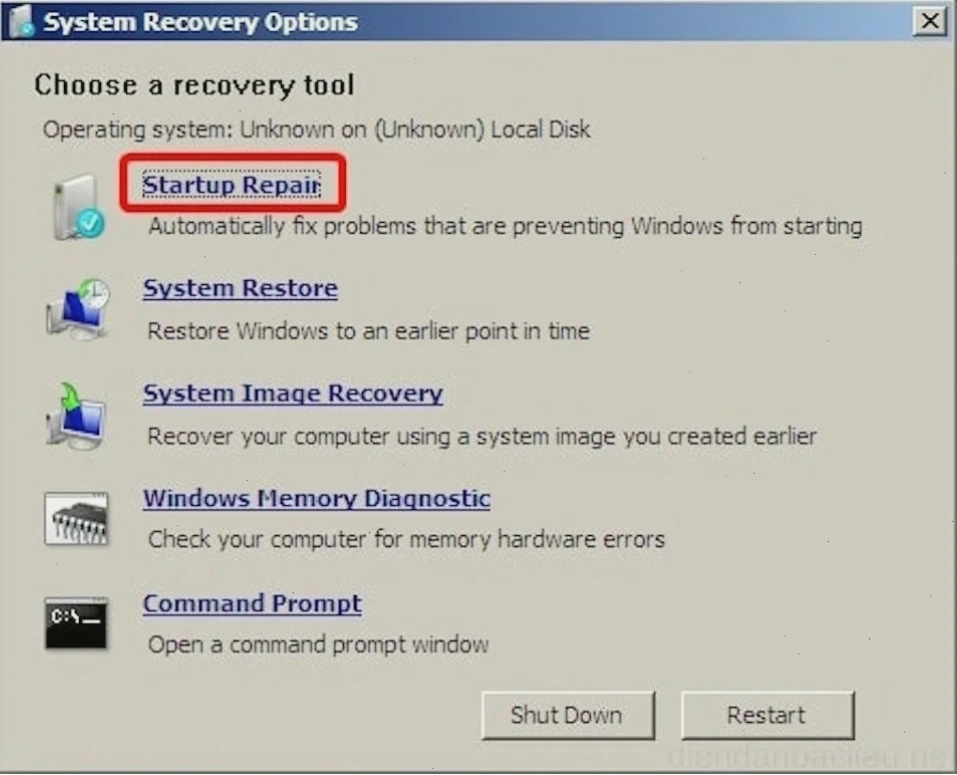 Khắc phục lỗi khởi động Windows 7