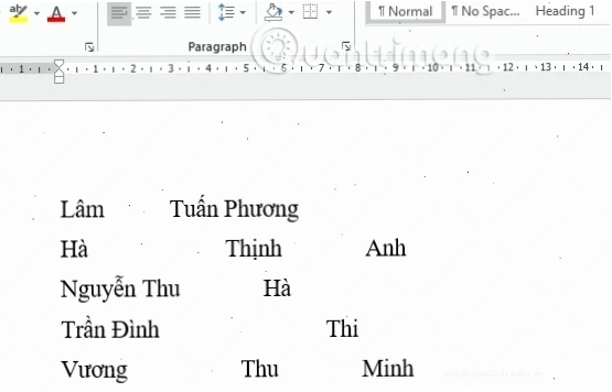 Khoảng trắng giữa các chữ