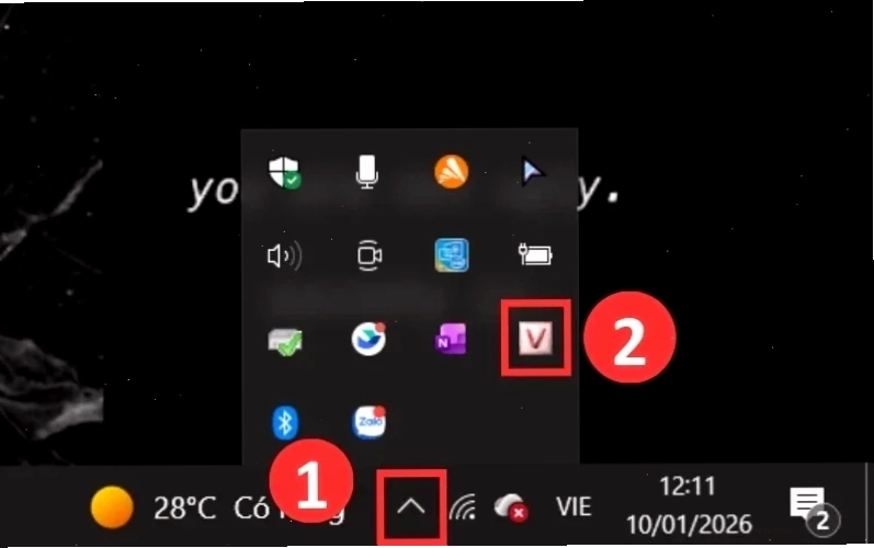 Kiểm tra biểu tượng bộ gõ trong thanh Taskbar