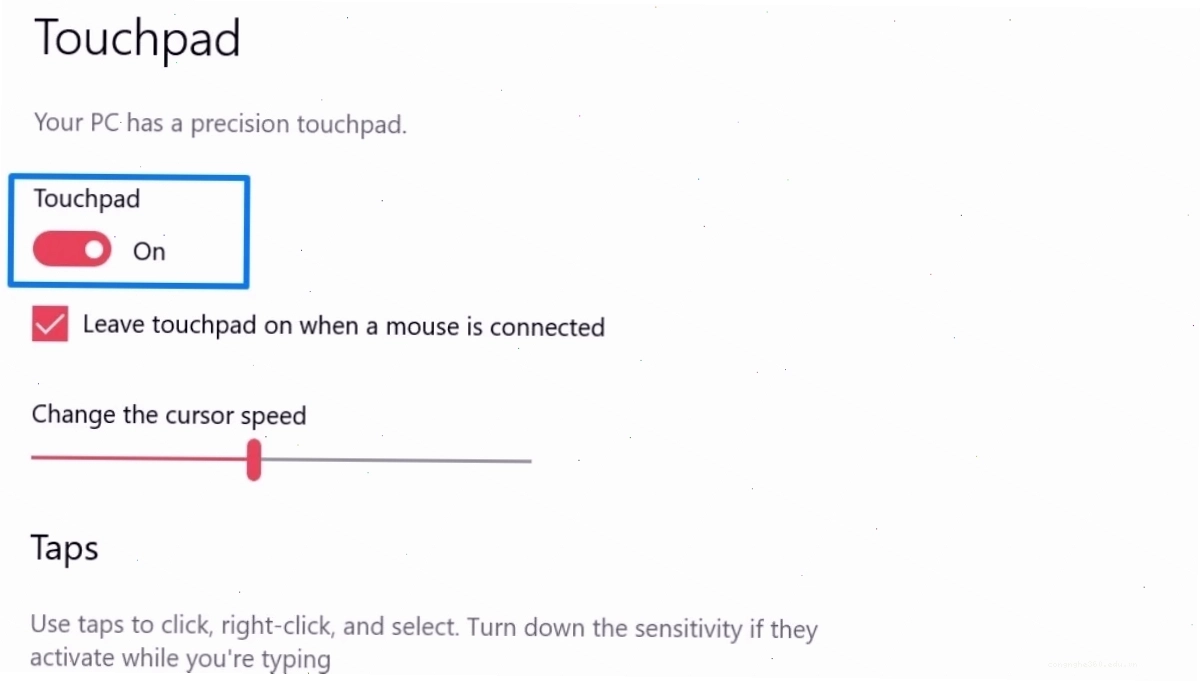 Kiểm tra cài đặt Touchpad trong Settings