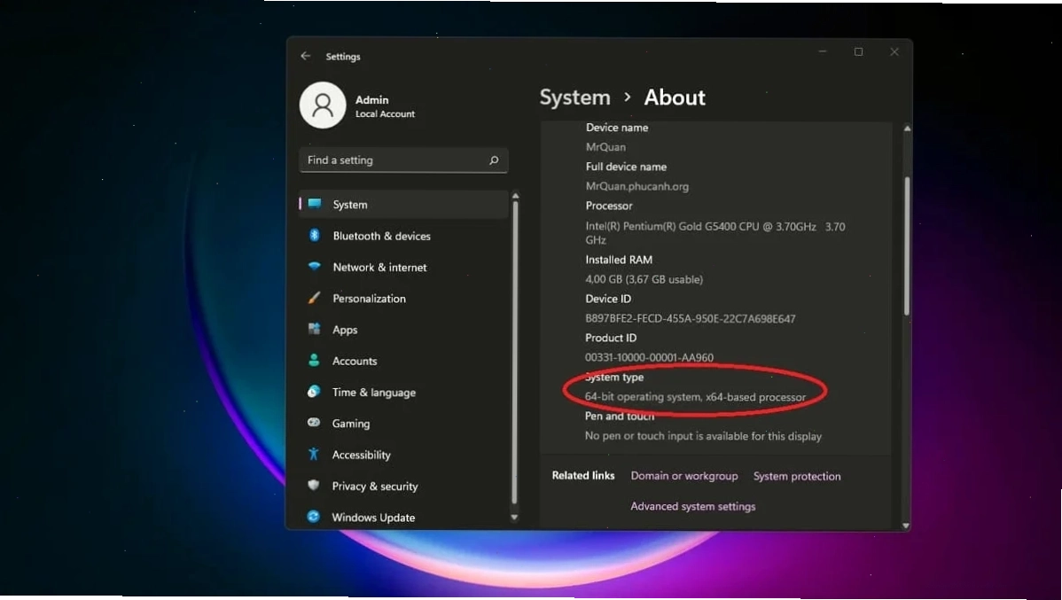 Kiểm tra cấu hình máy tính để xác định phiên bản Windows