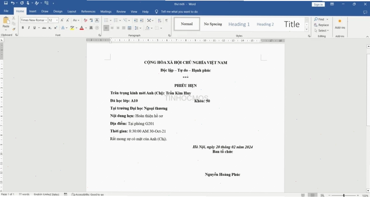 lỗi định dạng ngày tháng trong mail merge