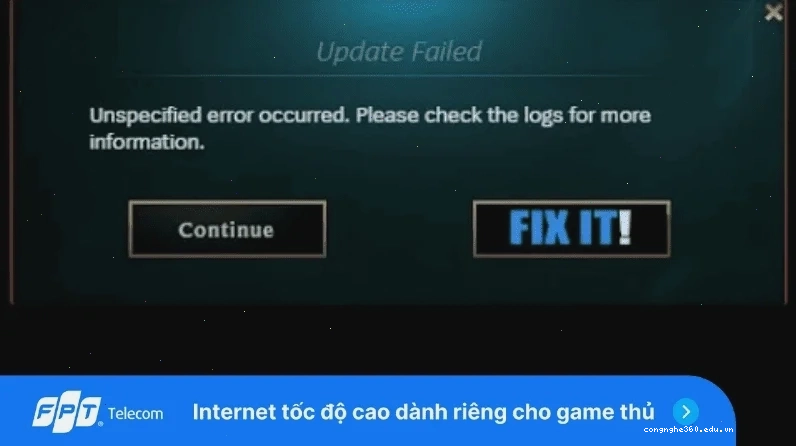 Lỗi không cập nhật được Liên Minh Huyền Thoại