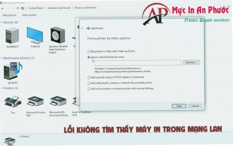 Lỗi không tìm thấy máy in trong mạng LAN