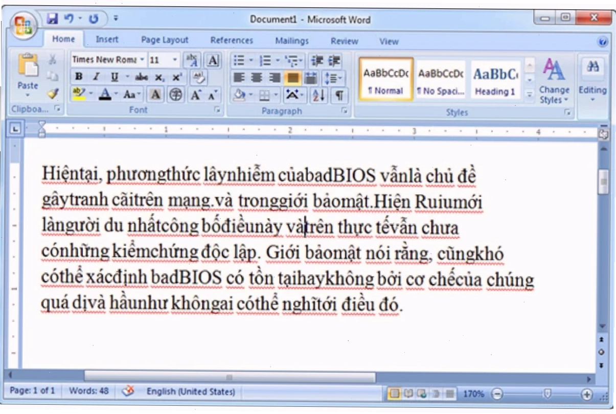 lỗi văn bản bị dính chữ trong word