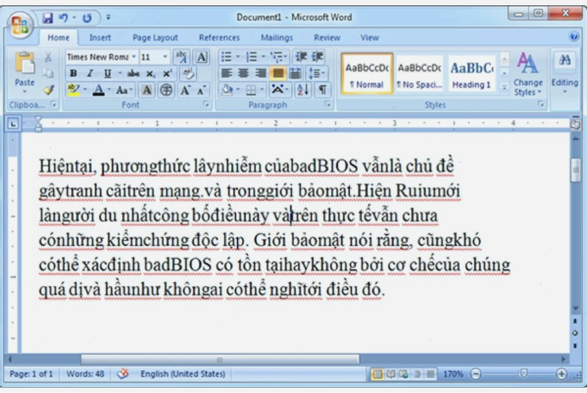 Lỗi văn bản bị dính chữ trong word gây khó khăn khi đọc
