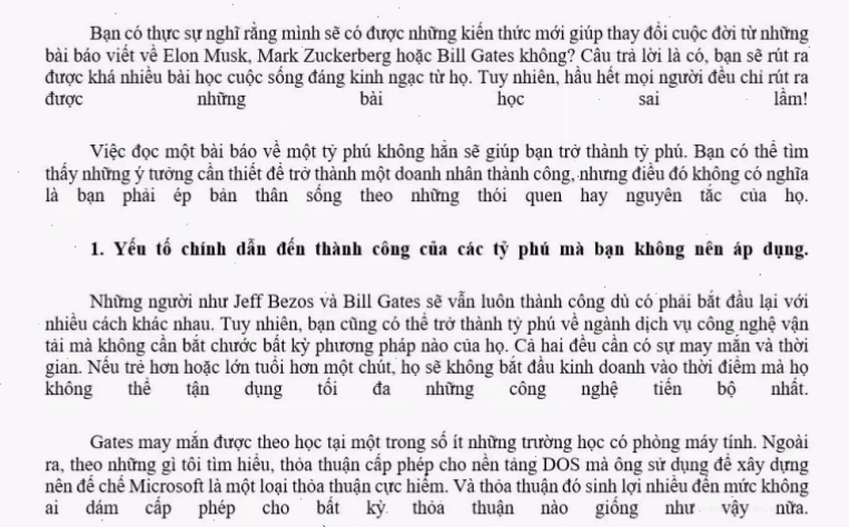 Minh họa lỗi cách chữ trong văn bản Word với các khoảng trắng bất thường