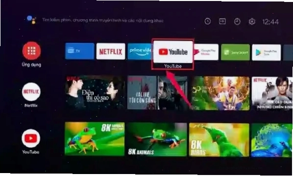 Mở vào ứng dụng YouTube trên tivi
